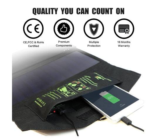 Apple, ALLPOWERS 5V21W Portable Phone Charger Solar Charge Dual USB Output Mobile Phone Charger