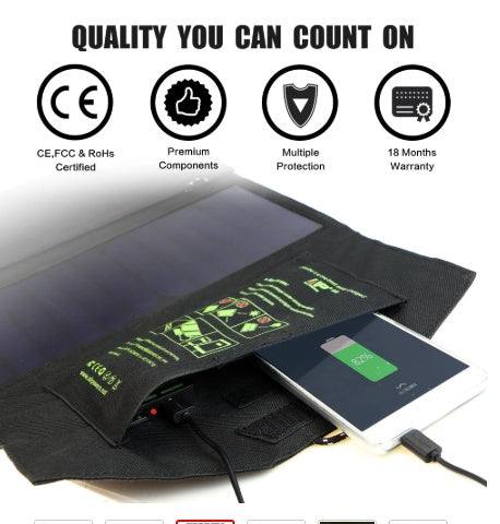 Apple, ALLPOWERS 5V21W Portable Phone Charger Solar Charge Dual USB Output Mobile Phone Charger