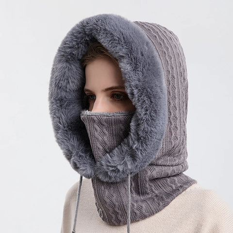 "Polar Embrace" Knitted Hood