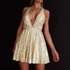 -Neck Mini Sequins Dress Black Elegant Cocktail Party Dress Clubwear Sparkling Dress Summer Mini Bodycon Vestido