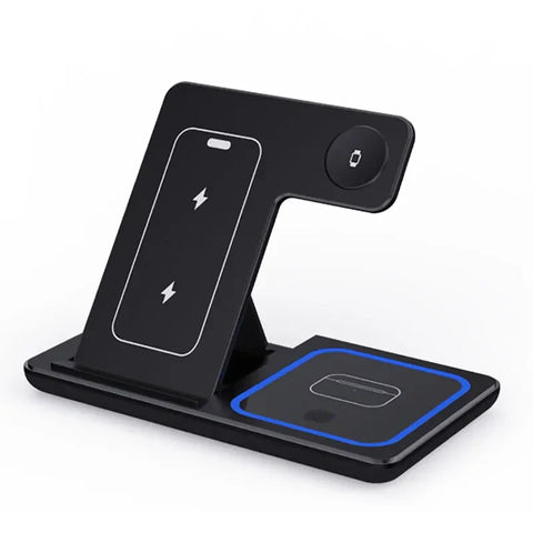 15W 3 In 1 LED Fast Wireless Charger Stand Foldable Charging Station For Smart Phone 15 14 13 12 11 IWatch 9 8 7 6 5 Airpods Pro