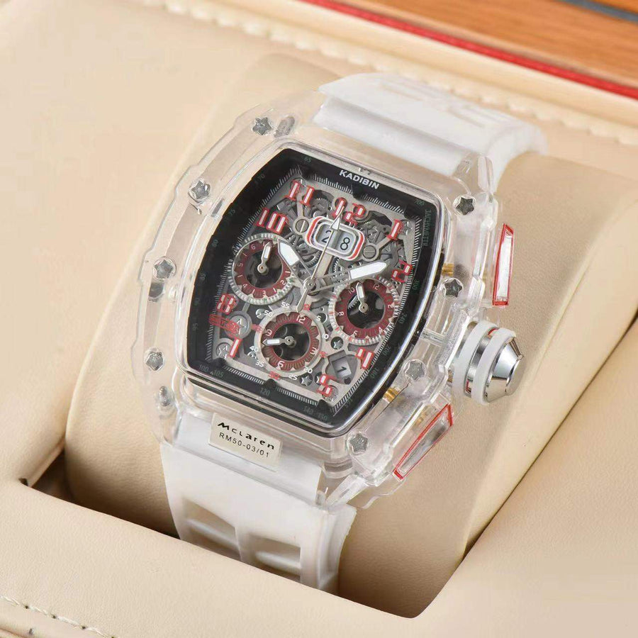 Quartz Watch |Transparent Six-hand Running Second Rotating Chassis Rot ...