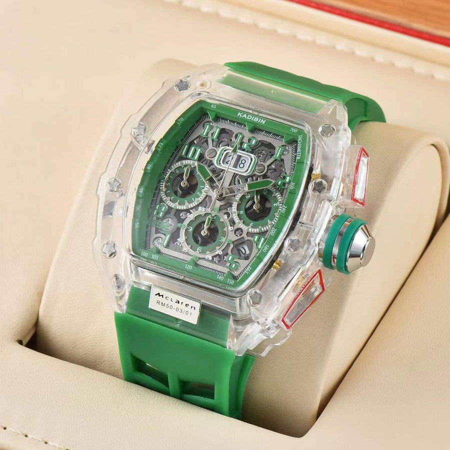 Quartz Watch |Transparent Six-hand Running Second Rotating Chassis Rot ...